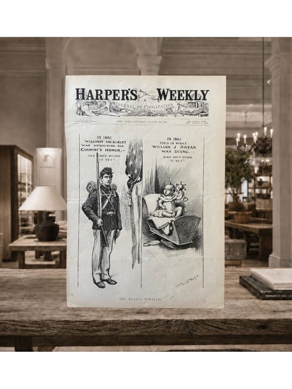 1896 W.A. Rogers The Deadly Parallel Original Harper’s Weekly Front Page